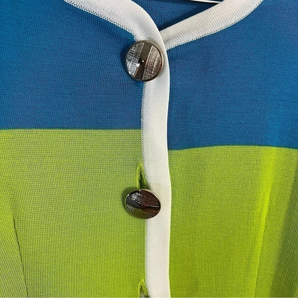 Exclusively Misook Colorblock Cardigan Sweater Medium Statement Buttons Pockets - Picture 6 of 8